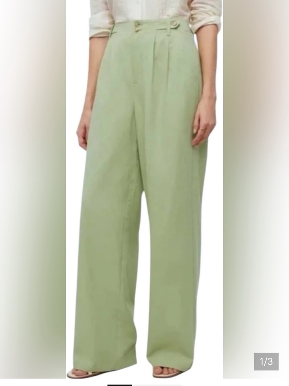Madewell Wide Leg Harlow Pants in Sage Green